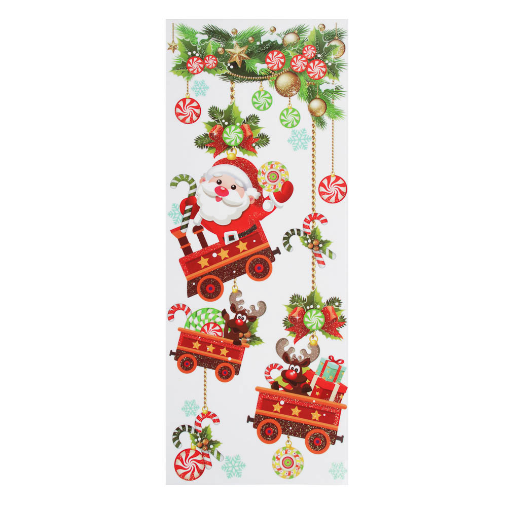 СНОУ БУМ Наклейка ПВХ 15х42см, глиттер, 8 дизайнов, арт.№ 336-371