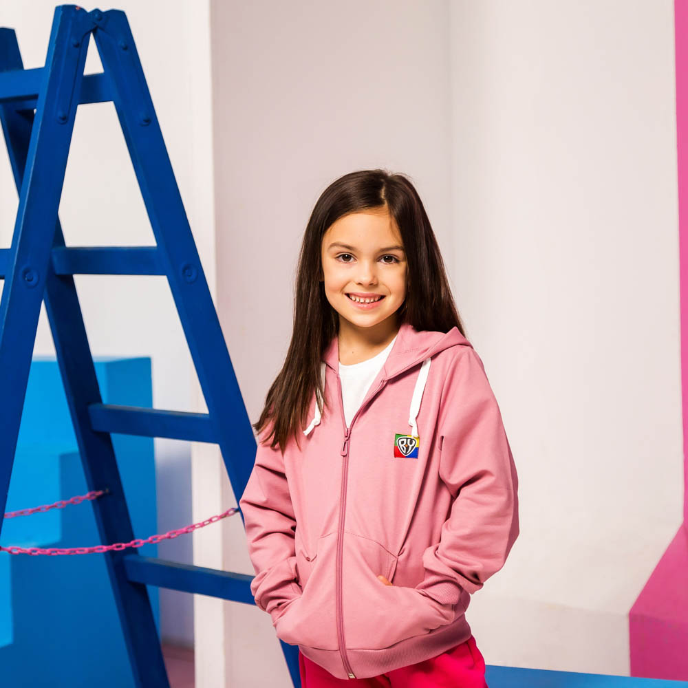 BY Basic Толстовка на молнии детская, хлопок, цвет розовый, размер 116, арт.№ 833-010