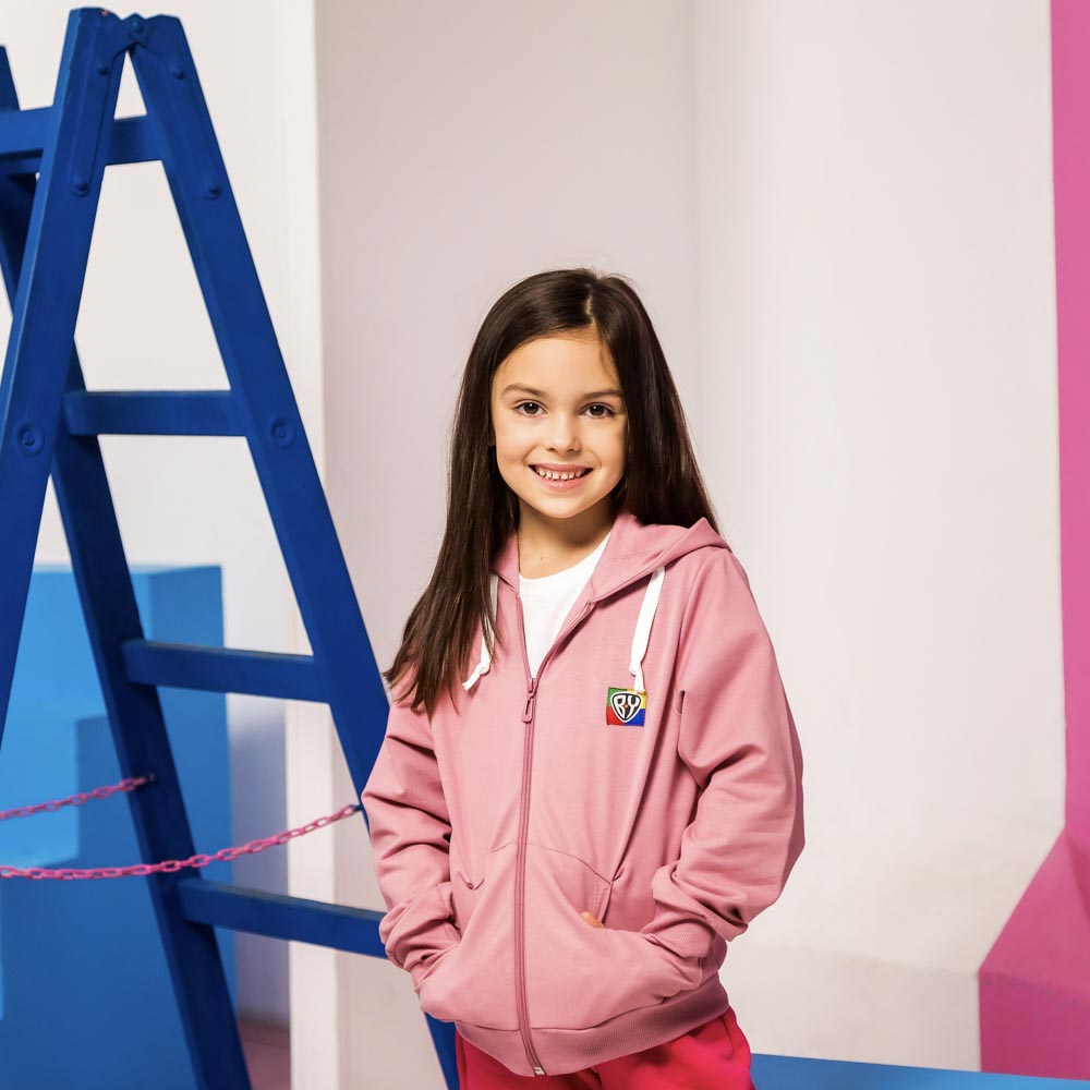 BY Basic Толстовка на молнии детская, хлопок, цвет розовый, размер 140, арт.№ 833-014
