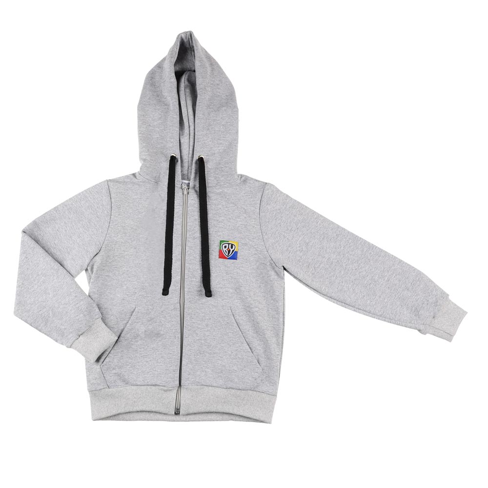 BY Basic Толстовка на молнии детская, хлопок, цвет серый, размер 134, арт.№ 833-020