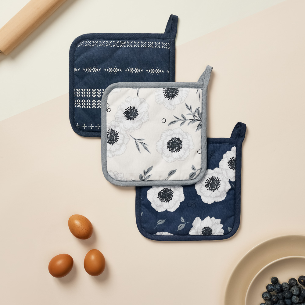 PROVANCE Нэви Прихватка, 100% хлопок, 20х20см, синий, 3 дизайна, арт.№ 493-134