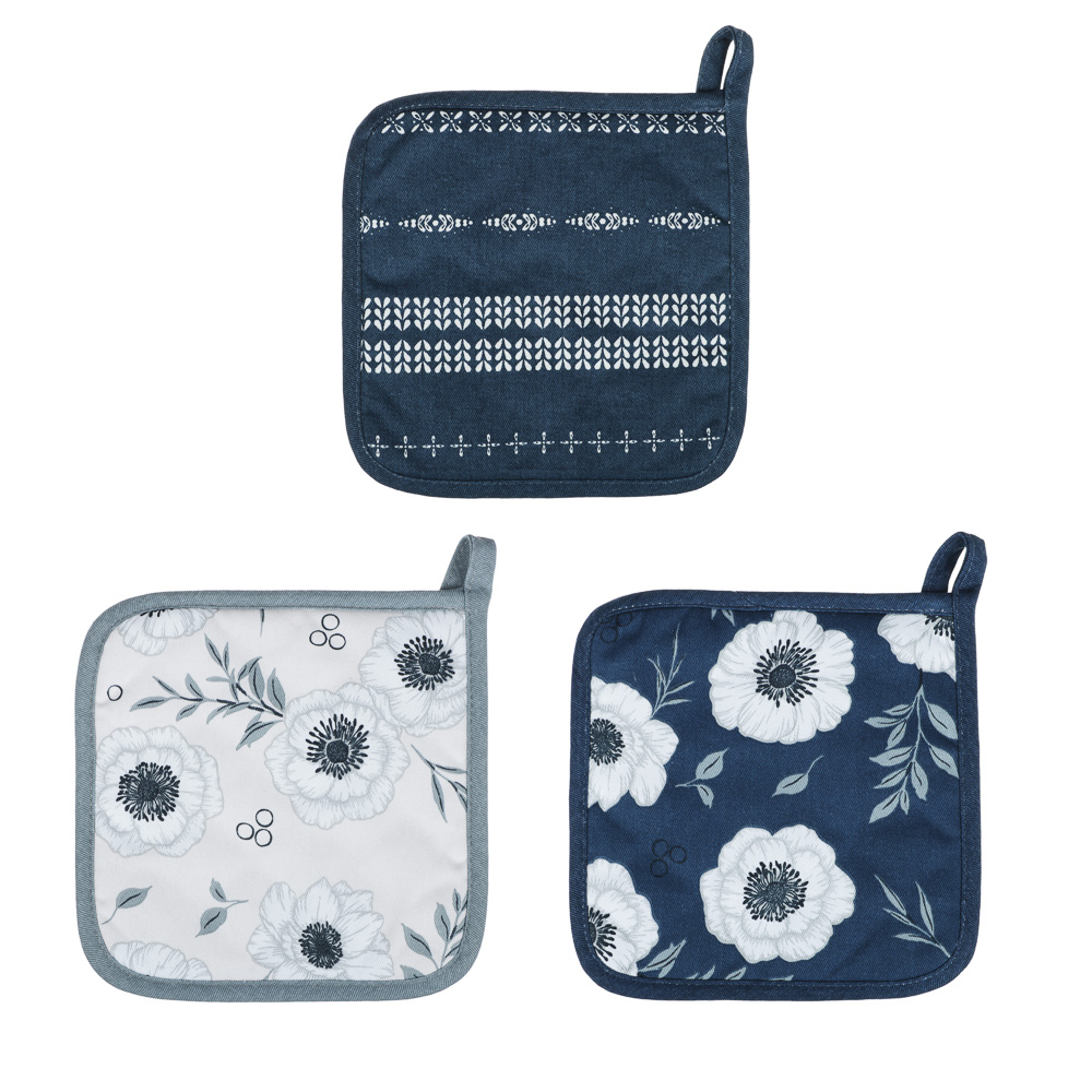 PROVANCE Нэви Прихватка, 100% хлопок, 20х20см, синий, 3 дизайна, арт.№ 493-134
