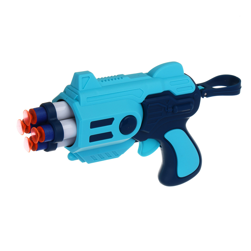 ИГРОЛЕНД Бластер "Техно", с мягкими патронами, 10 шт, ЭВА, ПП, 16,5х5,5х13 см, 3 дизайна, арт.№ 261-779