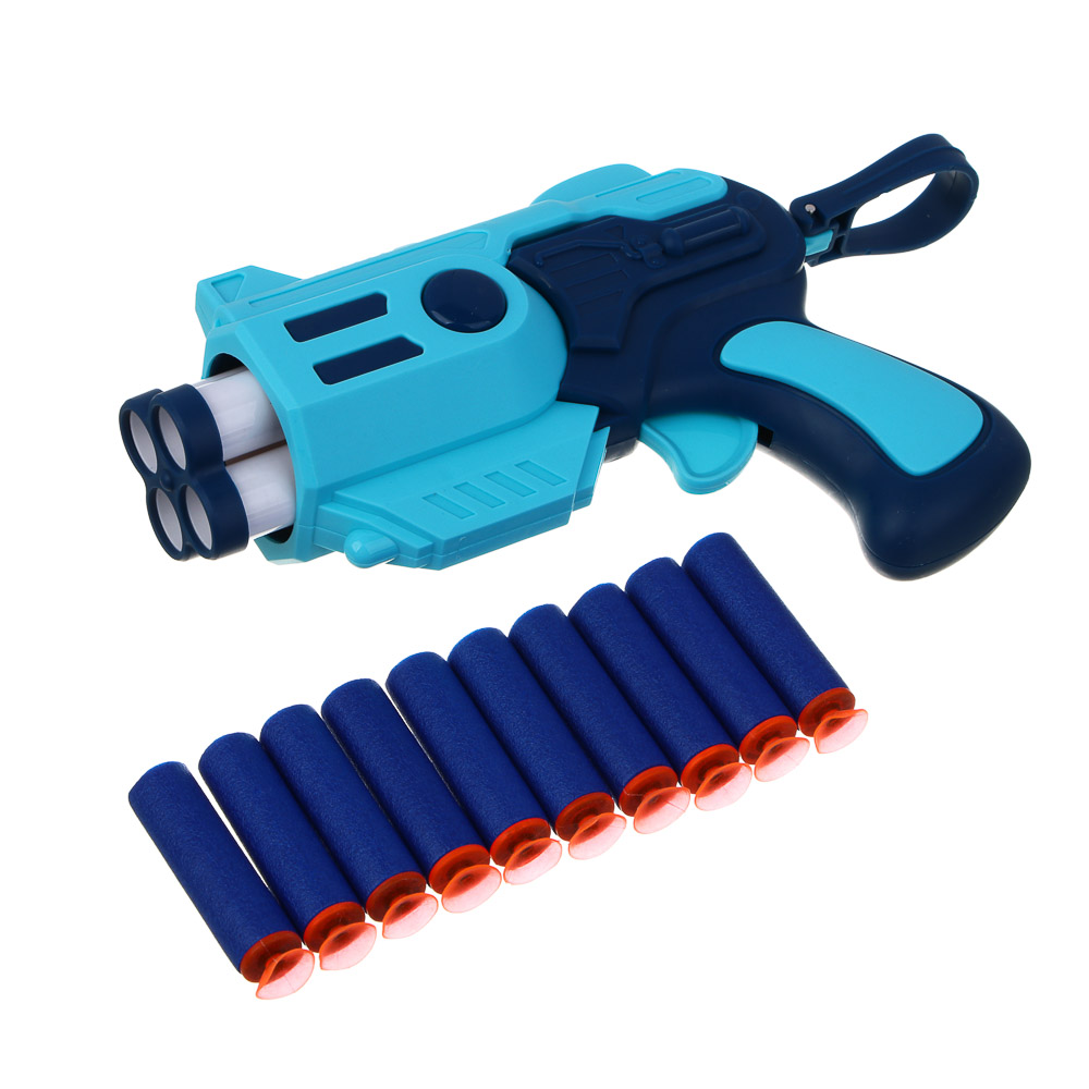 ИГРОЛЕНД Бластер "Техно", с мягкими патронами, 10 шт, ЭВА, ПП, 16,5х5,5х13 см, 3 дизайна, арт.№ 261-779