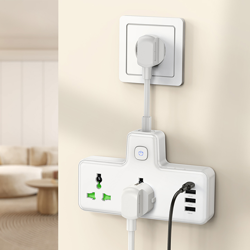 Разветвитель 2 гнезда hoco. модель AC11A, 10А, 250В, с функцией зарядки, белый, арт.№ 907-154