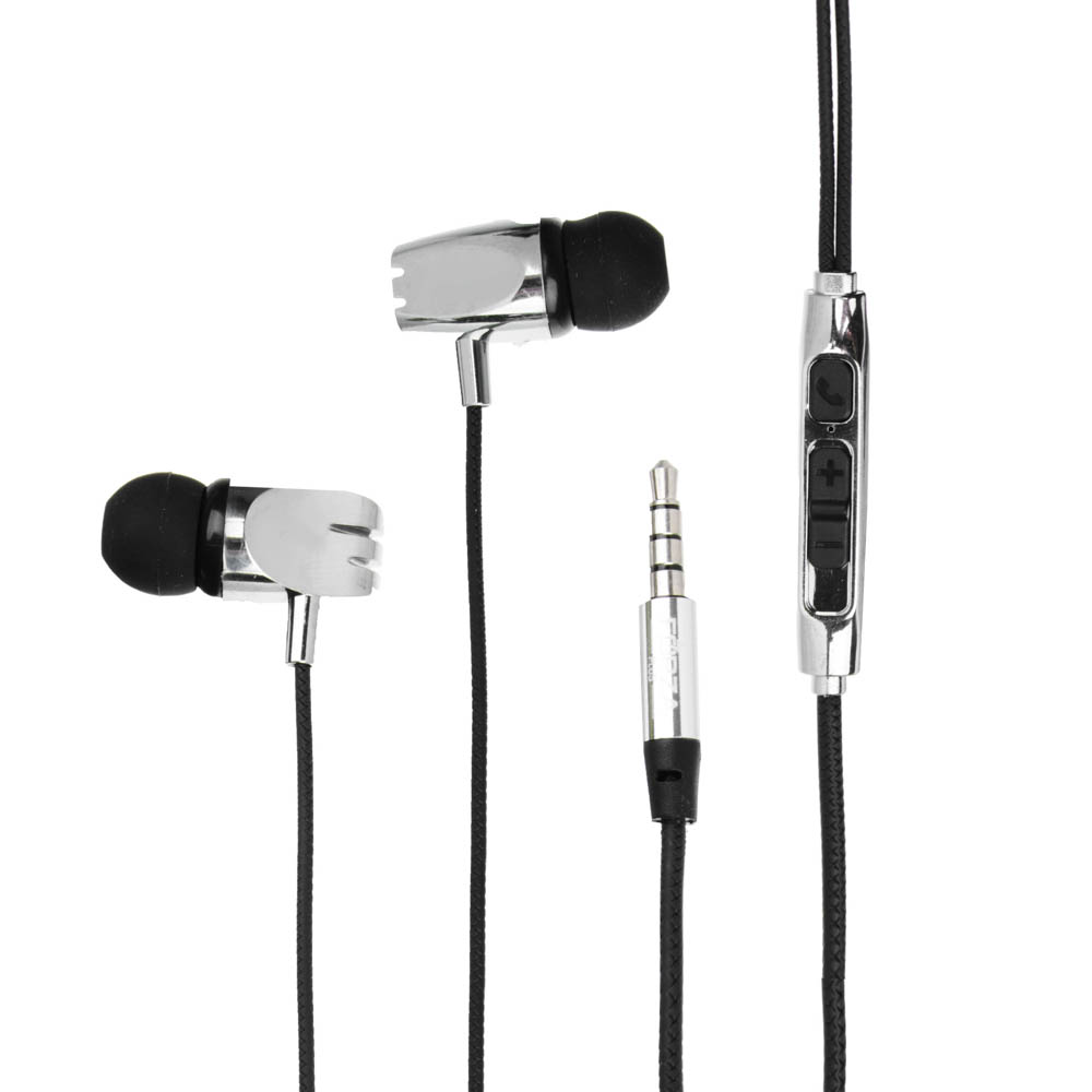 Наушники проводные внутриканальные FORZA Металлик, гарнитура, доп.насадки, коробка картон, арт.№ 916-039