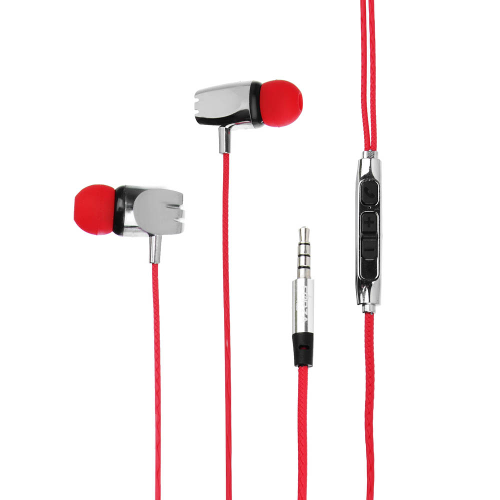 Наушники проводные внутриканальные FORZA Металлик, гарнитура, доп.насадки, коробка картон, арт.№ 916-039