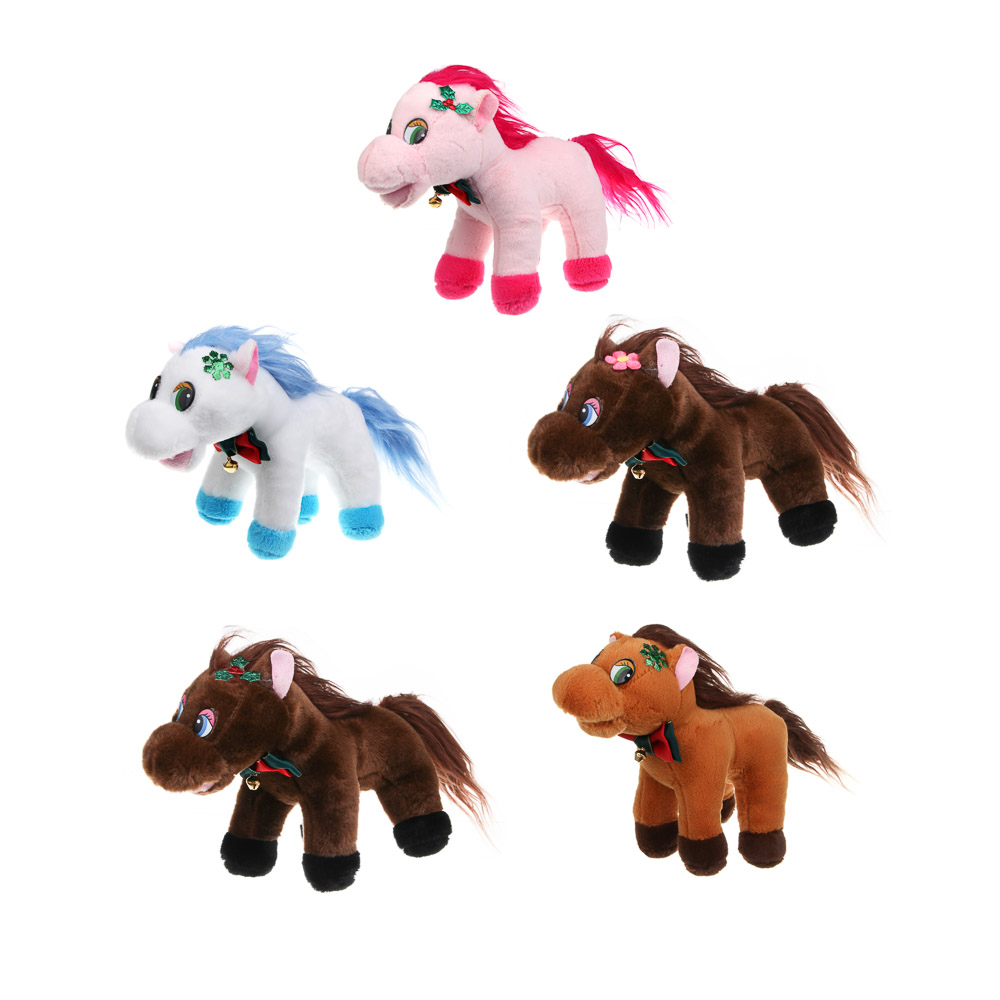 СНОУ БУМ Мягкий сувенир Лошадка 20x24x9 см, полиэстер, 4 дизайна, арт.№ 394-559