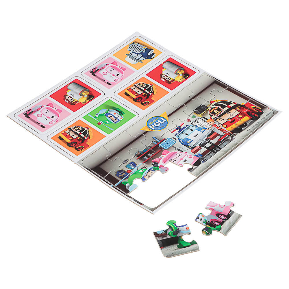 Робокар Поли Настольная игра Домино+пазл 18 элементов, 18x5x18 см, арт.№ 285-255
