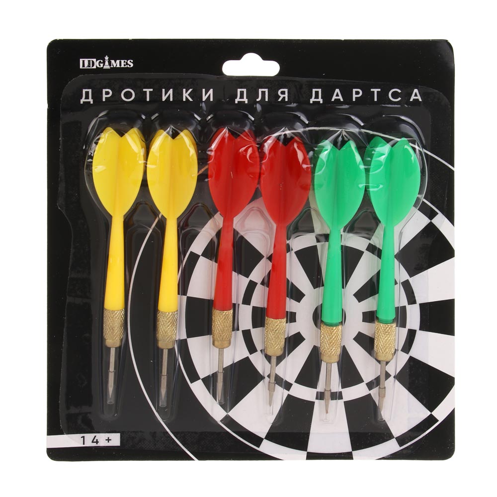 LDGames Дротики для дартса, набор 6 шт, 15х17 см, пластик, металл, арт.№ 538-092