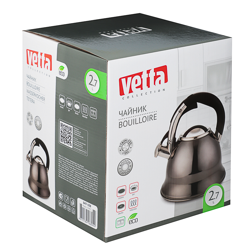 VETTA Чайник стальной 2,6л "Мари", индукция, арт.№ 847-108