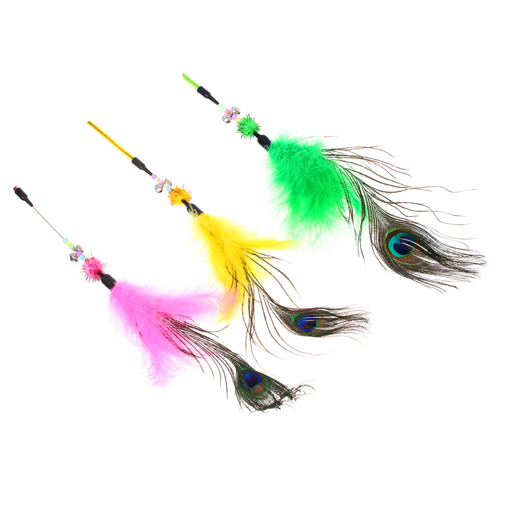 VETTA Игрушка дразнилка для домашних животных, пластмасса, перья, 49 см, арт.№ 273-285