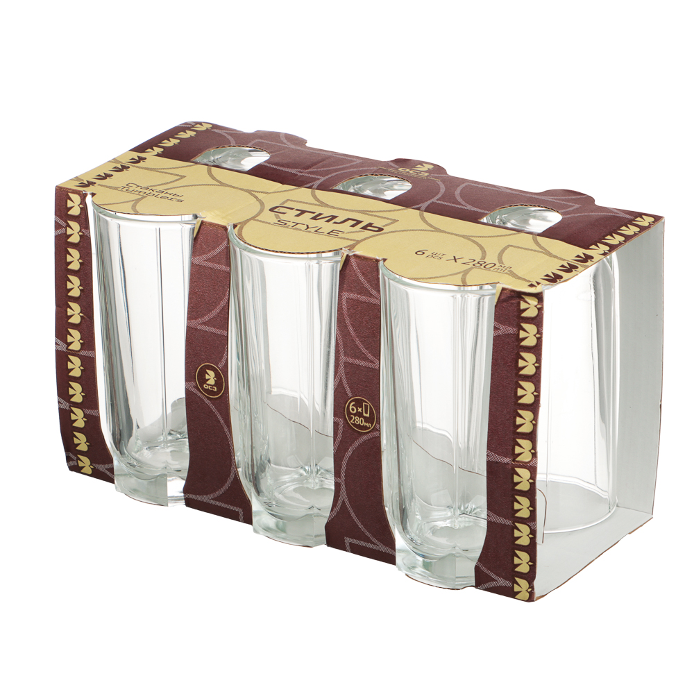 ОСЗ Стиль Набор стаканов высоких 6шт 280мл, стекло, арт.№ 878-663