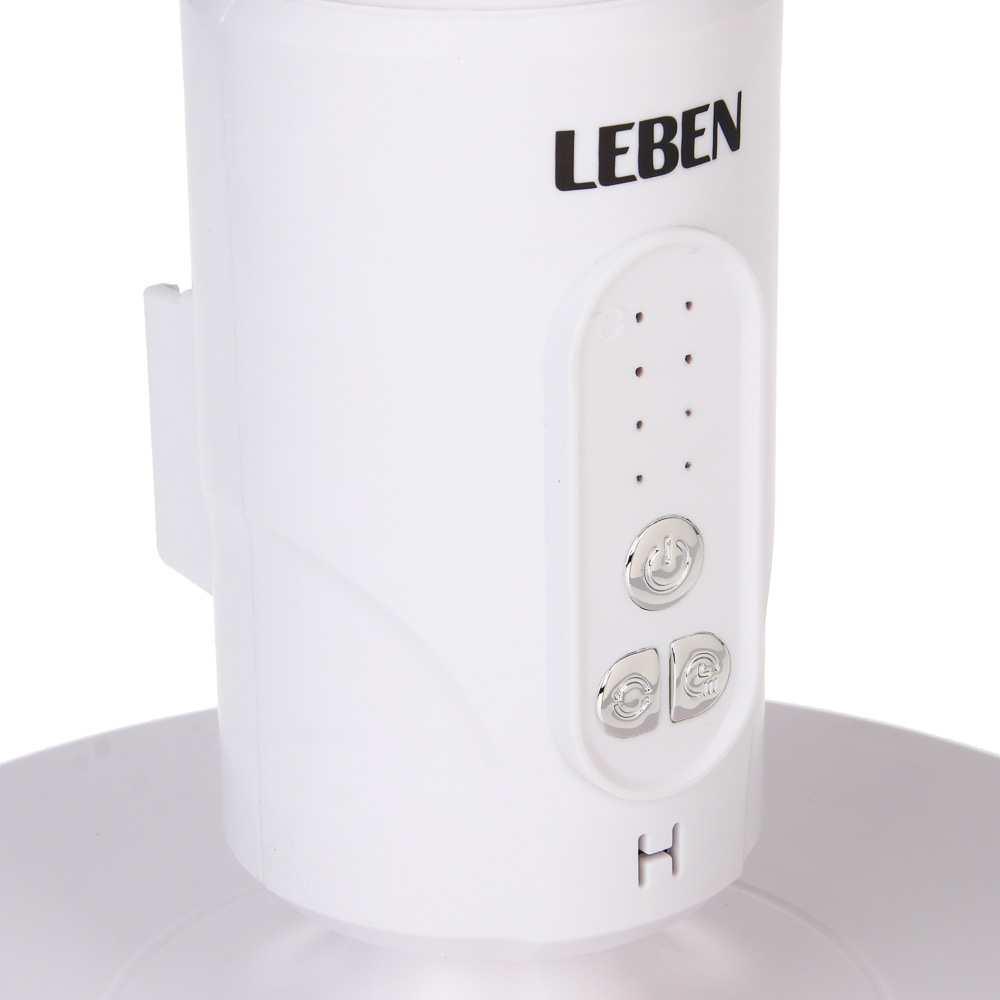 Вентилятор напольный тм LEBEN 10Вт, 5 скоростей, диаметр 19см, 3.7в/4000мАч, таймер, пульт ДУ, белый, арт.№ 243-022