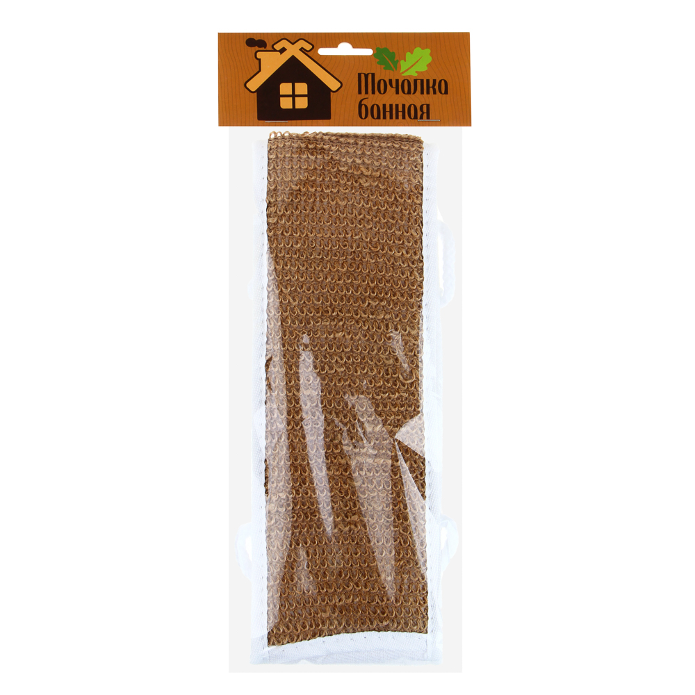 Мочалка банная, сизаль, хлопок, 10х67см, 1 цвет, арт.№ 361-082
