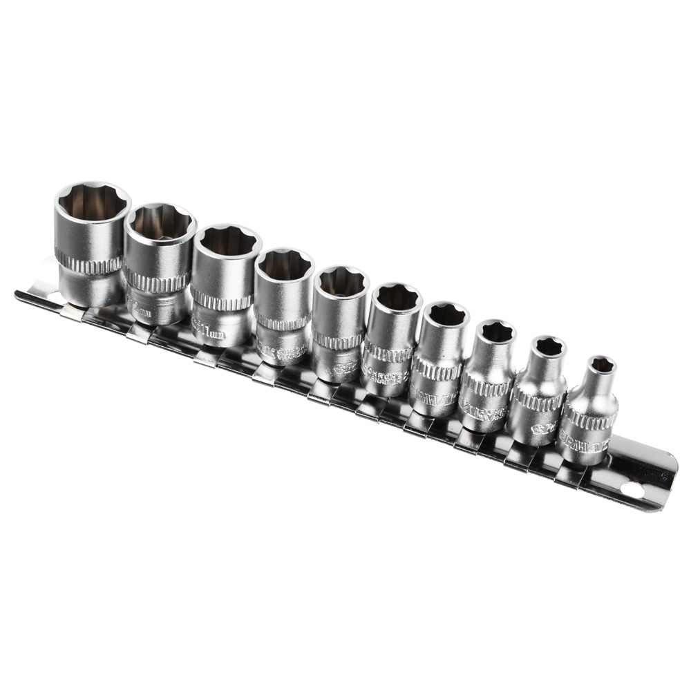 ЕРМАК Набор торцевых головок "Супер лок" (10шт) 1/4" 4-5-6-7-8-9-10-11-12-13мм, арт.№ 736-114