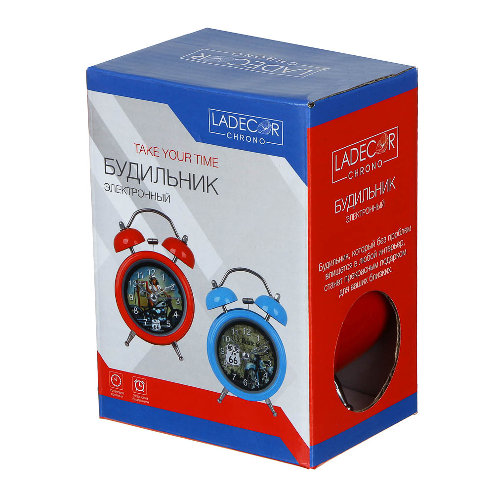 LADECOR CHRONO Будильник электронный, металл, стекло, 12х8,5х5,5см, 1хАА, 2 цвета, арт.№ 529-072