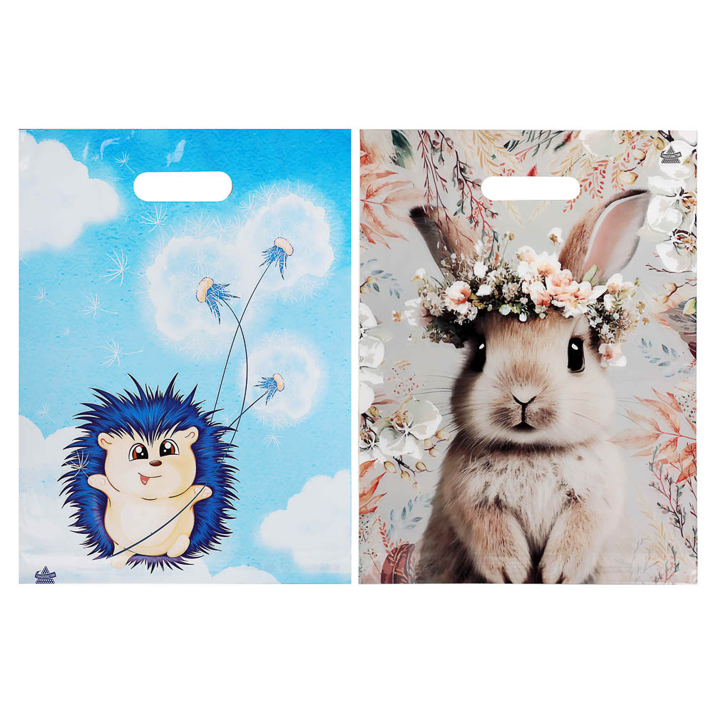 Пакет Летний Зайка/Ёжик-пакет вырубной, L 40х31см, 60 мкм, ламинат, арт.№ 568-238