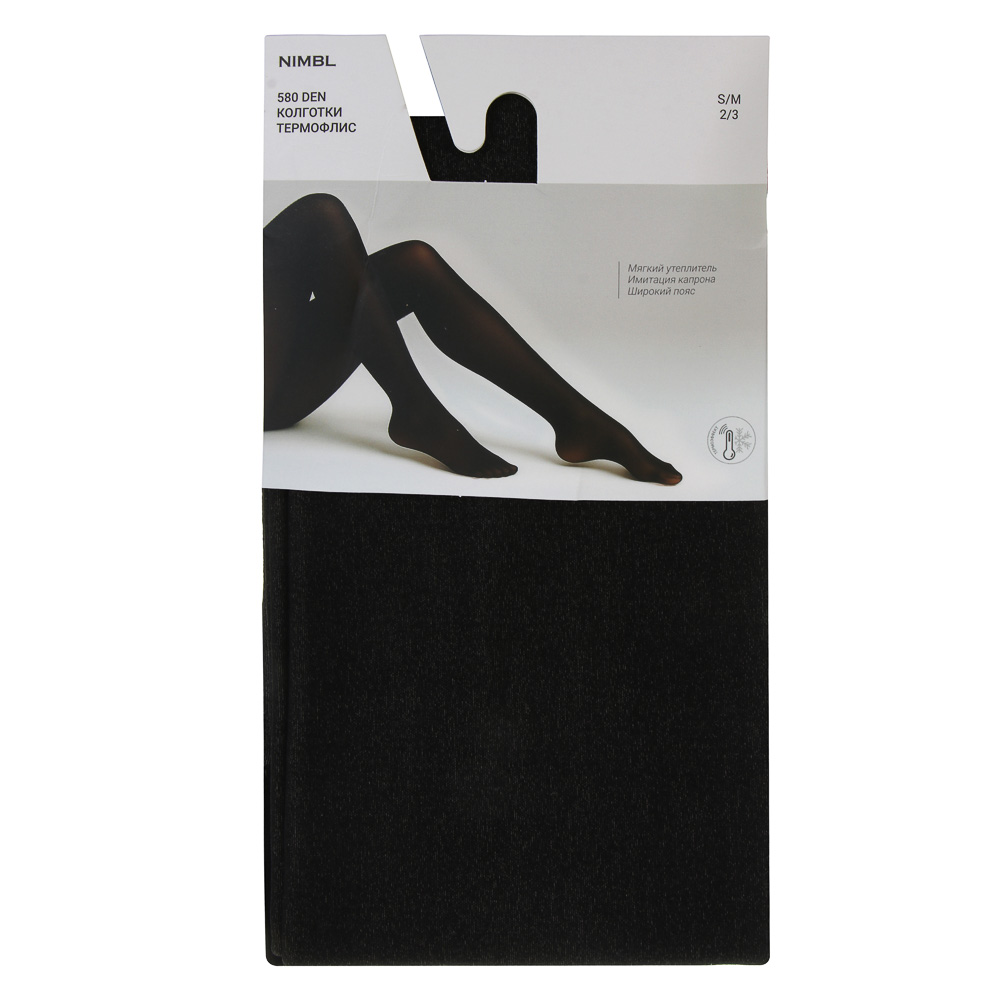 GALANTE NimbL Колготки утепленные с эффектом капрона 580D, 88% полиэстер, 12% спандекс, S/M, черный, арт.№ 048-132