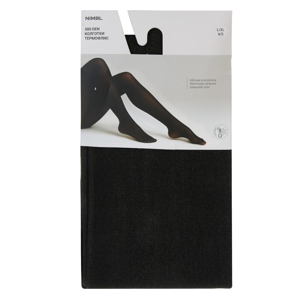 GALANTE NimbL Колготки утепленные с эффектом капрона 580D, 88% полиэстер, 12% спандекс, L/XL, черный, арт.№ 048-133