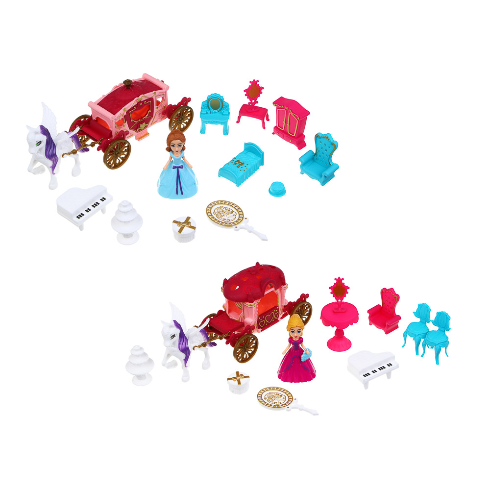 ИГРОЛЕНД Набор мебели с каретой и куклой "МиниМир", ABS, 22х6,8х21 см, 2 вида, арт.№ 278-130