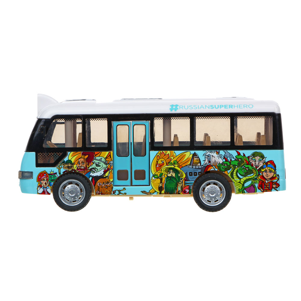 BY Автобус инерционный, подвижные детали, свет, звук, 3xLR44, АБС, 15,2х5,7х6,7 см, арт.№ 292-237