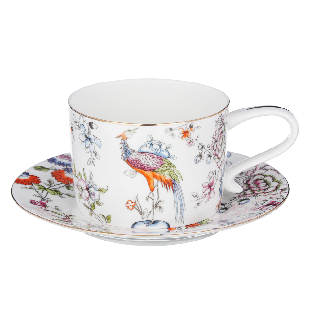 MILLIMI Райская птица Набор чайный 14 пр., чашка 270мл, чайник 1150мл, сахарница 450мл, кост. фрф, арт.№ 802-005