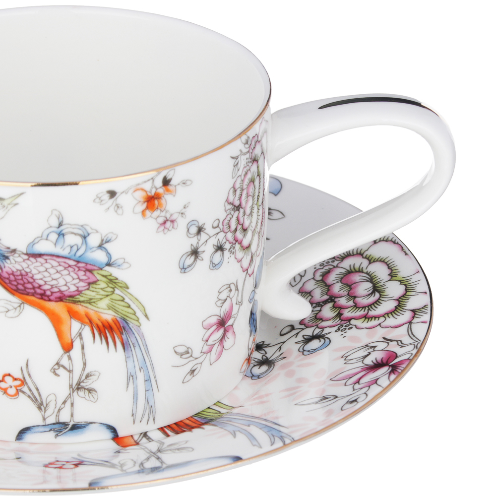 MILLIMI Райская птица Набор чайный 14 пр., чашка 270мл, чайник 1150мл, сахарница 450мл, кост. фрф, арт.№ 802-005