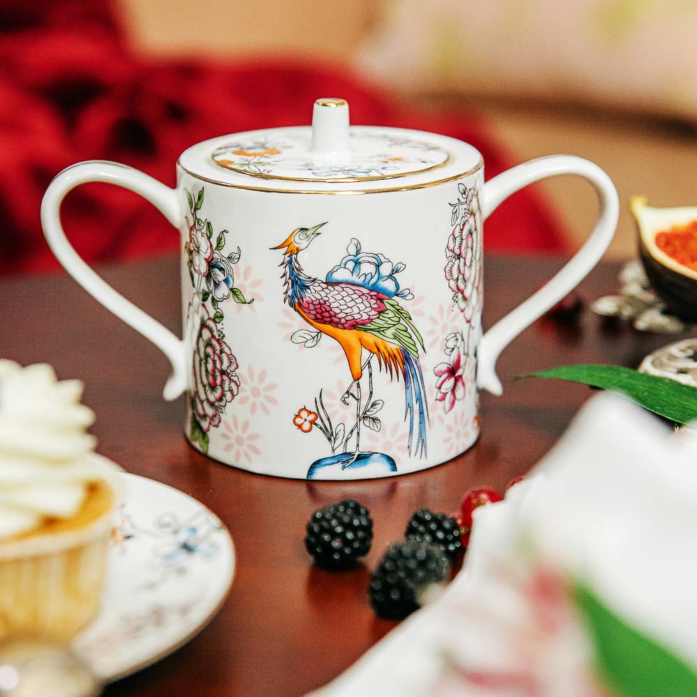 MILLIMI Райская птица Набор чайный 14 пр., чашка 270мл, чайник 1150мл, сахарница 450мл, кост. фрф, арт.№ 802-005