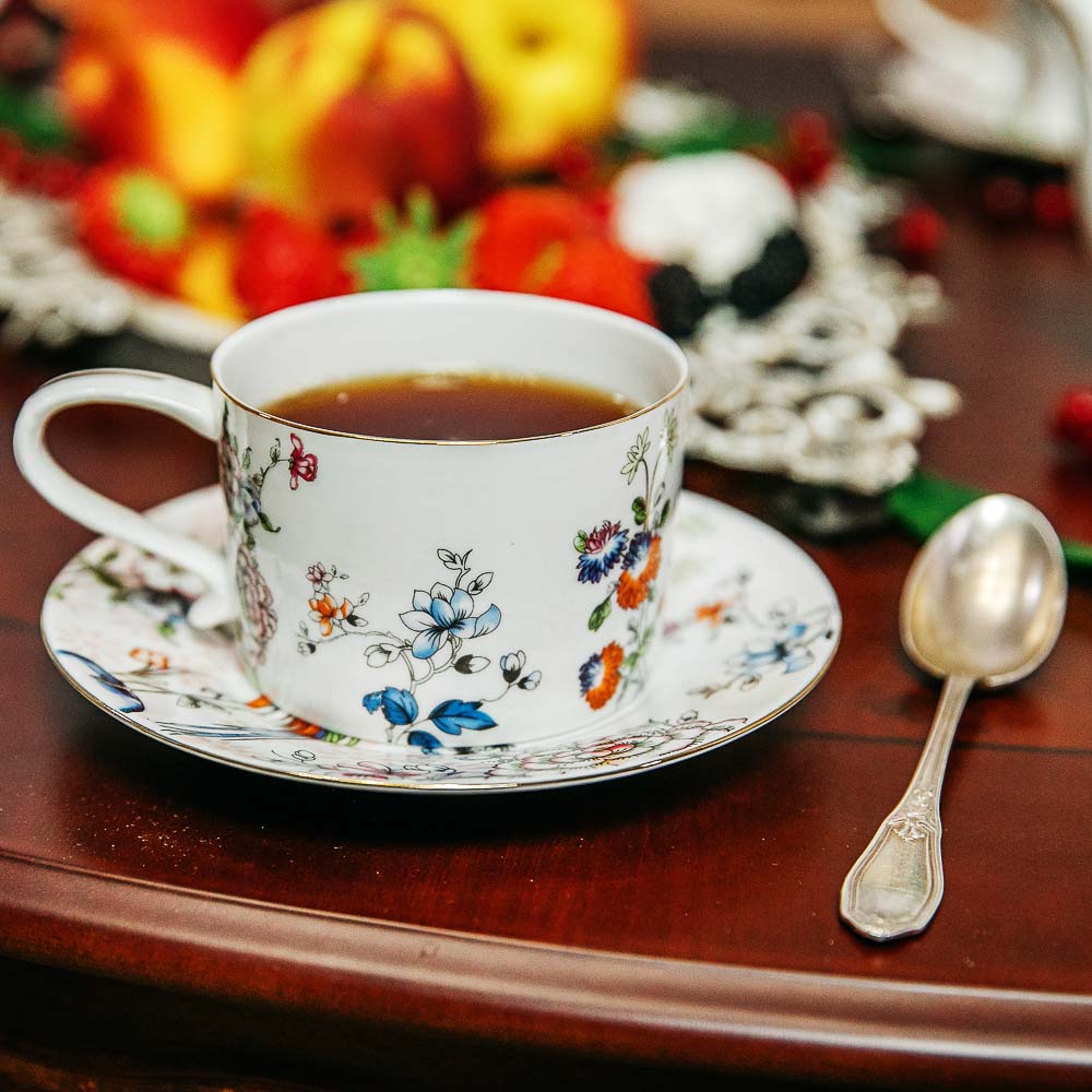 MILLIMI Райская птица Набор чайный 14 пр., чашка 270мл, чайник 1150мл, сахарница 450мл, кост. фрф, арт.№ 802-005