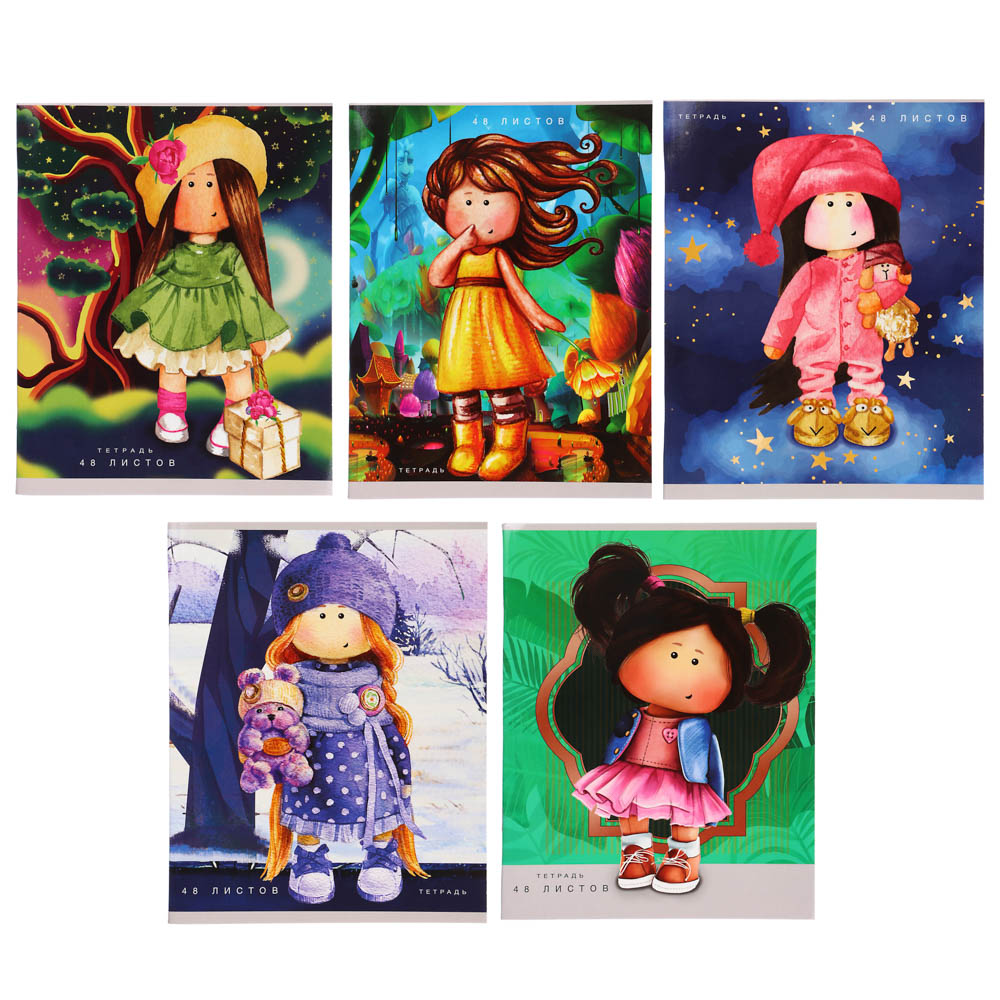 Тетрадь общая 48л. в клетку, офсет, обл. импортный картон, скрепка, “Девочки”, УФ лак, арт.№ 578-133