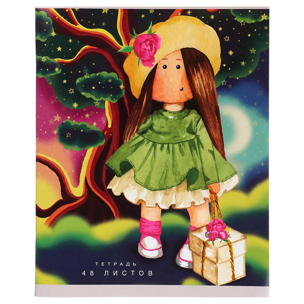 Тетрадь общая 48л. в клетку, офсет, обл. импортный картон, скрепка, “Девочки”, УФ лак, арт.№ 578-133
