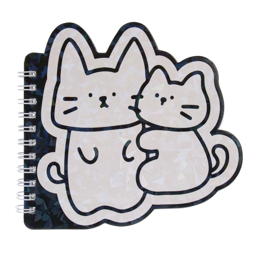 Записная книжка фигурная на спирали А6, 60л, "Друзья Товарищи", обложка картон, глиттер, 2 дизайна, арт.№ 557-114