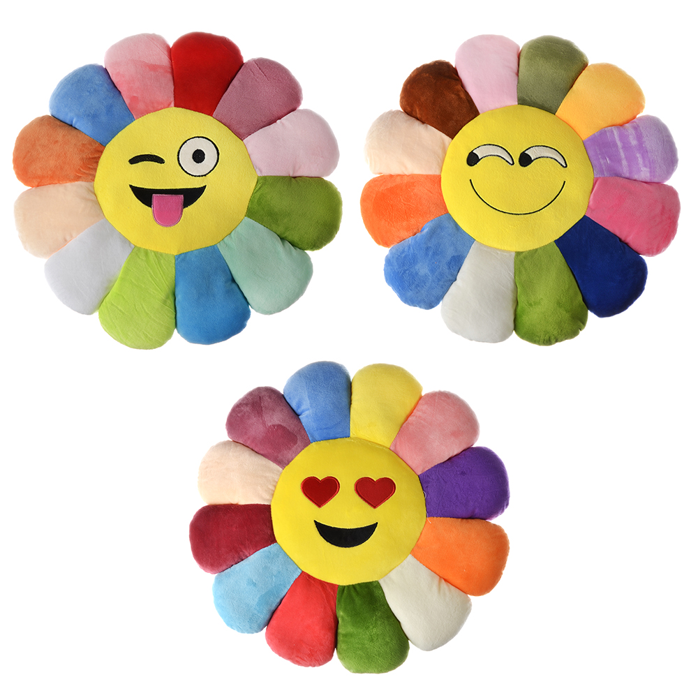 Подушка-сидушка, ПЭ, d50см, вес 430 гр., "Ромашка", 3 дизайна, арт.№ 416-154