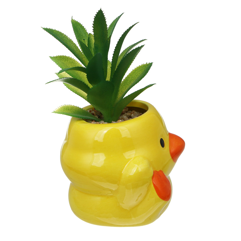 Суккулент искусственный в кашпо, 9х13-16,5 см, керамика, пластик, 2 дизайна, арт.№ 501-573