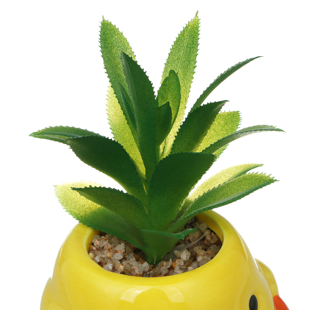 Суккулент искусственный в кашпо, 9х13-16,5 см, керамика, пластик, 2 дизайна, арт.№ 501-573