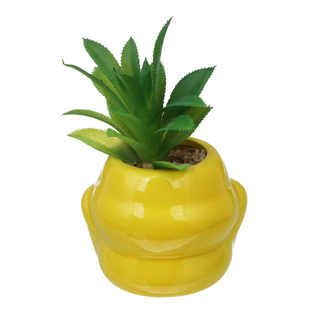 Суккулент искусственный в кашпо, 9х13-16,5 см, керамика, пластик, 2 дизайна, арт.№ 501-573