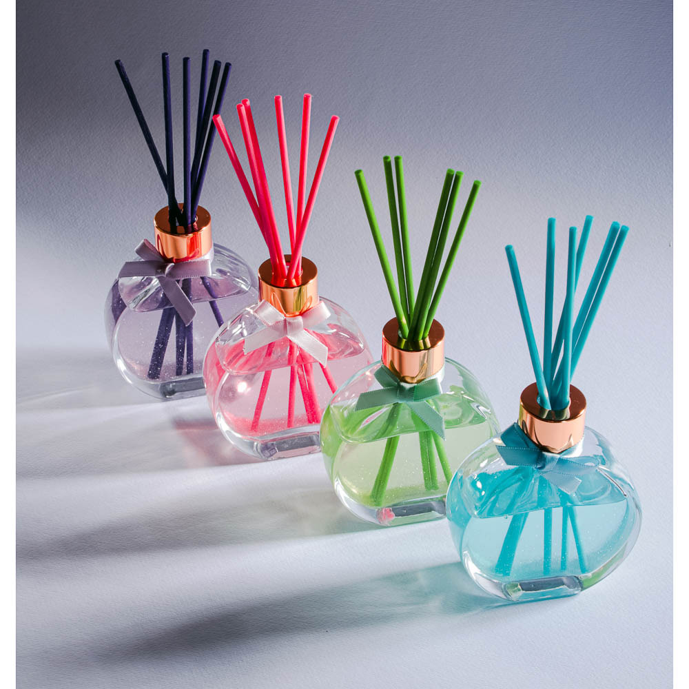 LADECOR Аромадиффузор 50мл с цветными палочками и глиттером, 4 вида, арт.№ 412-083