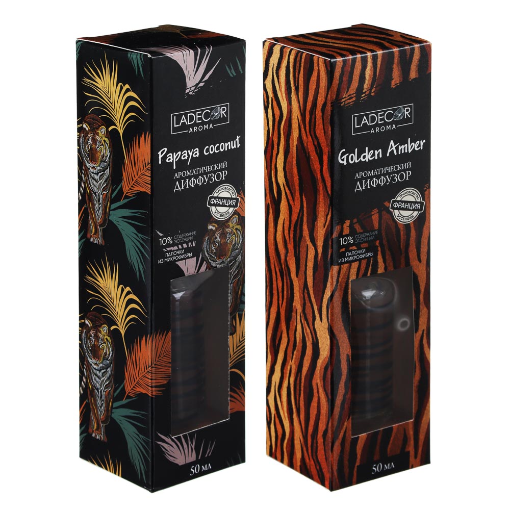 LADECOR Аромадиффузор с двух цветными палочками, 50 мл, 2 аромата, арт.№ 412-077