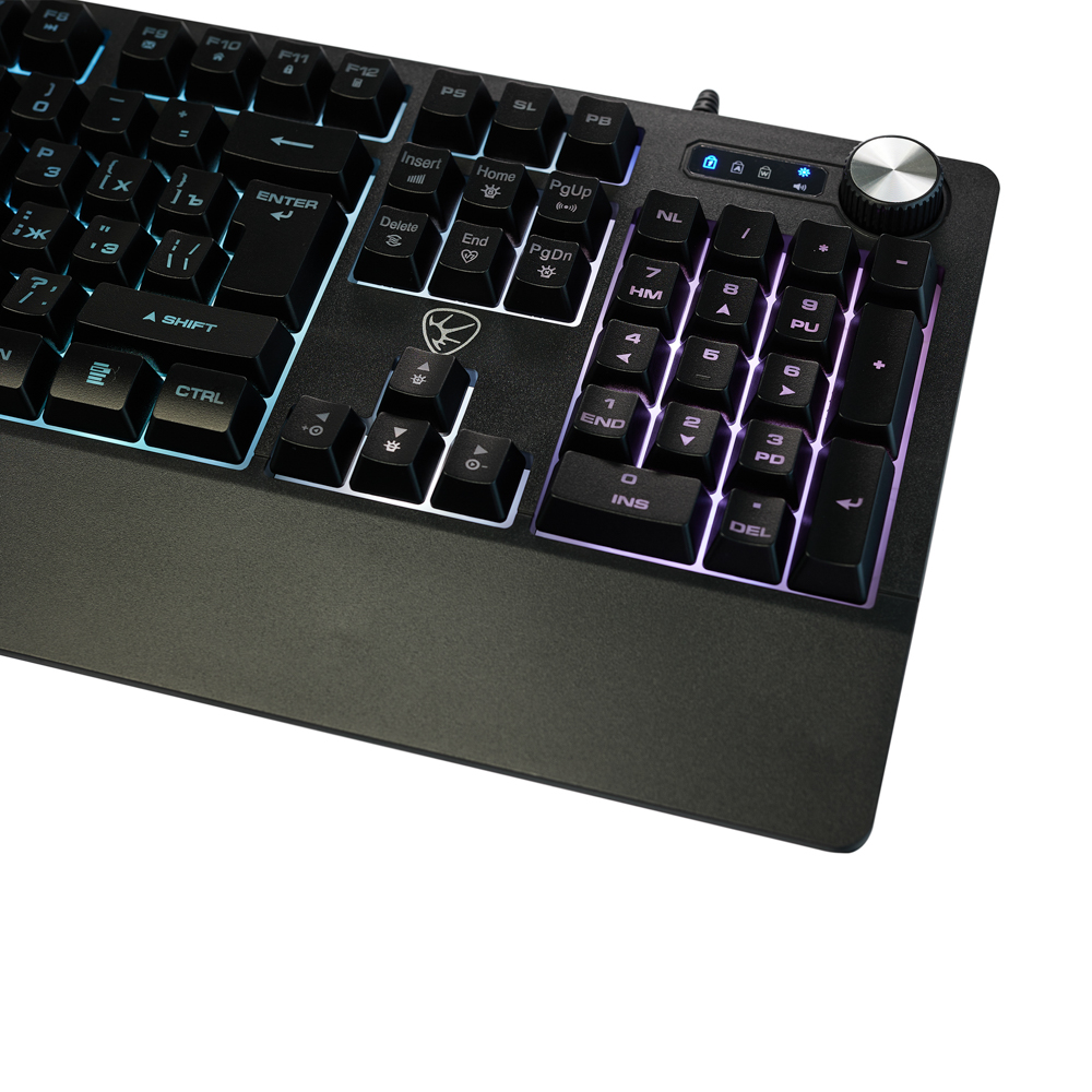 Игровая клавиатура проводная BY Rondache FULL SIZE ISO, мембранная, 104 кл., RGB, 2м, энкодер, арт.№ 405-071