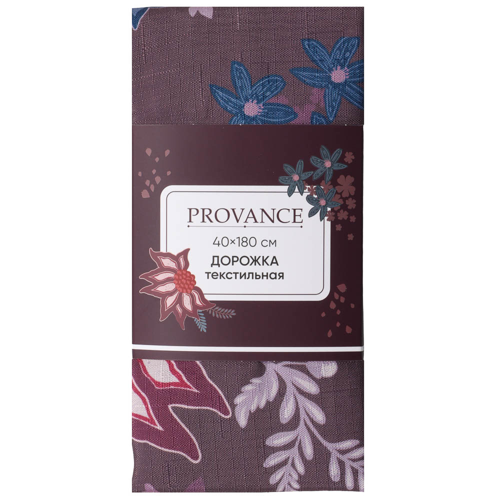 Дорожка текстильная тм PROVANCE Бургунди 40х180см, 140г/м2, 100% полиэстер, 2 дизайна, арт.№ 435-204