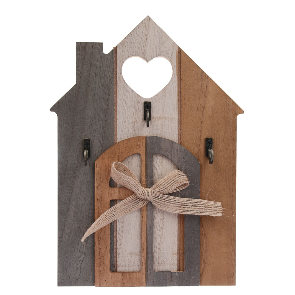 Ключница открытого типа на 3 крючка, 26х18,5х3 см, МДФ, металл, арт.№ 510-037