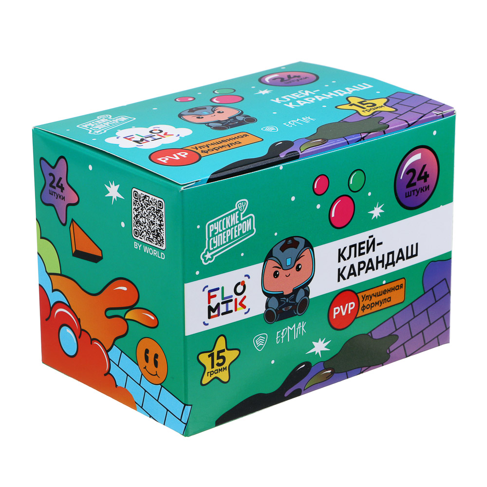 Клей-карандаш FLOMIK 15 грамм, колпачок в форме животного, улучшенная формула PVP, арт.№ 586-006