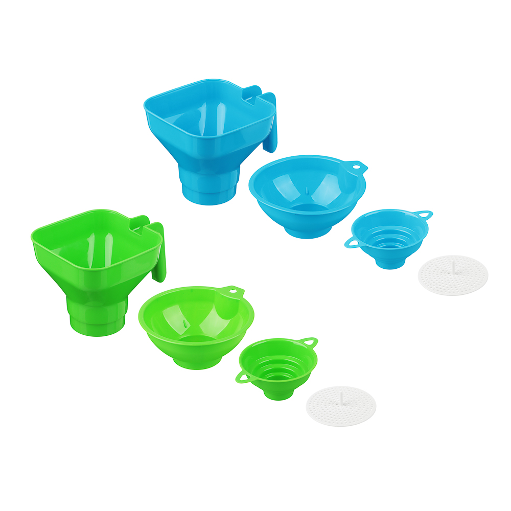 Набор 4 предмета: воронка на 4 диаметра; воронки квадратная и круглая с широким горлом, ситечко, арт.№ 861-499