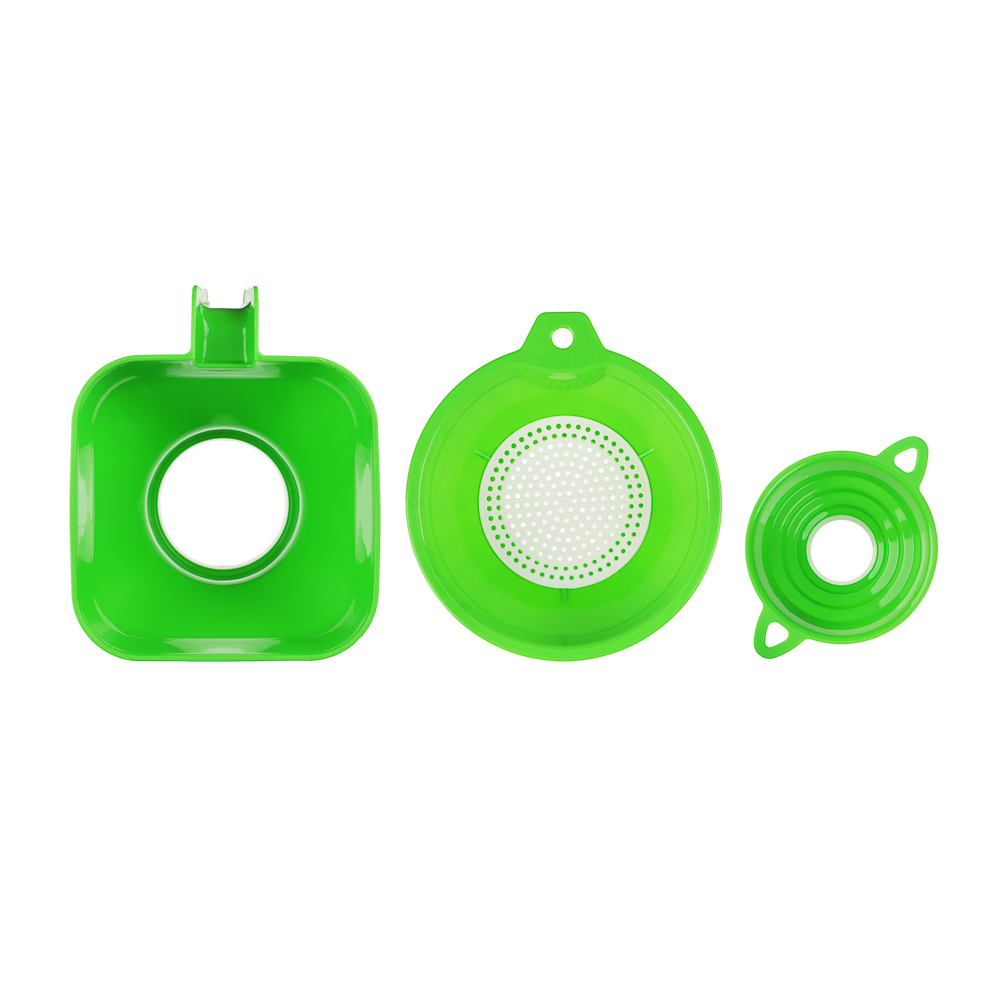 Набор 4 предмета: воронка на 4 диаметра; воронки квадратная и круглая с широким горлом, ситечко, арт.№ 861-499