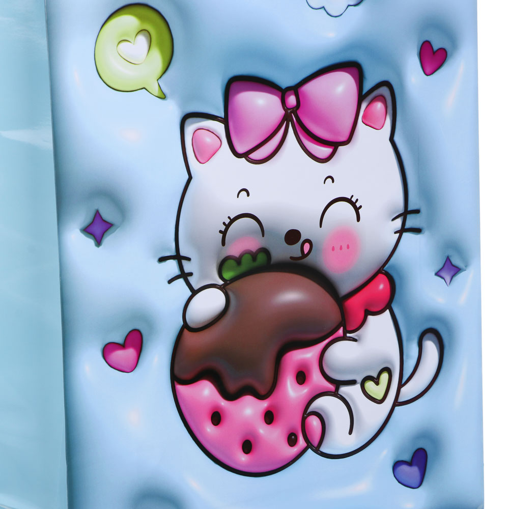 Пакет подарочный бумажный, XXL 32x40x10 см, 128 гр, 4 дизайна, Милый котик, арт.№ 507-321