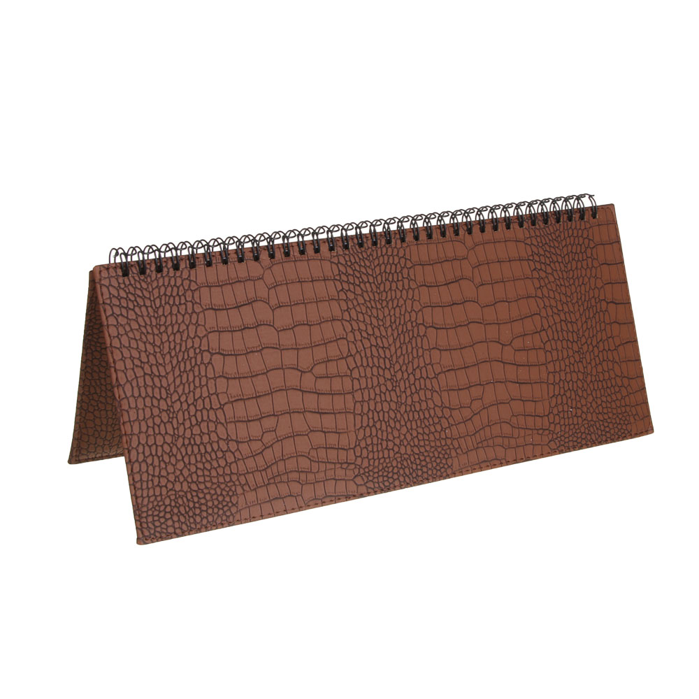 Планинг настол.на 2024 "КРОКО", 31x14,5см, 128 стр., тв.обл., иск.кожа под крокодила, спираль, корич, арт.№ 572-137