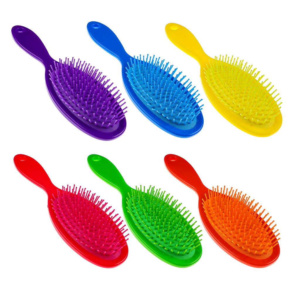 Расческа массажная тм ЮНИLOOK, пластик, 22х7см, 6 цветов, арт.№ 356-593