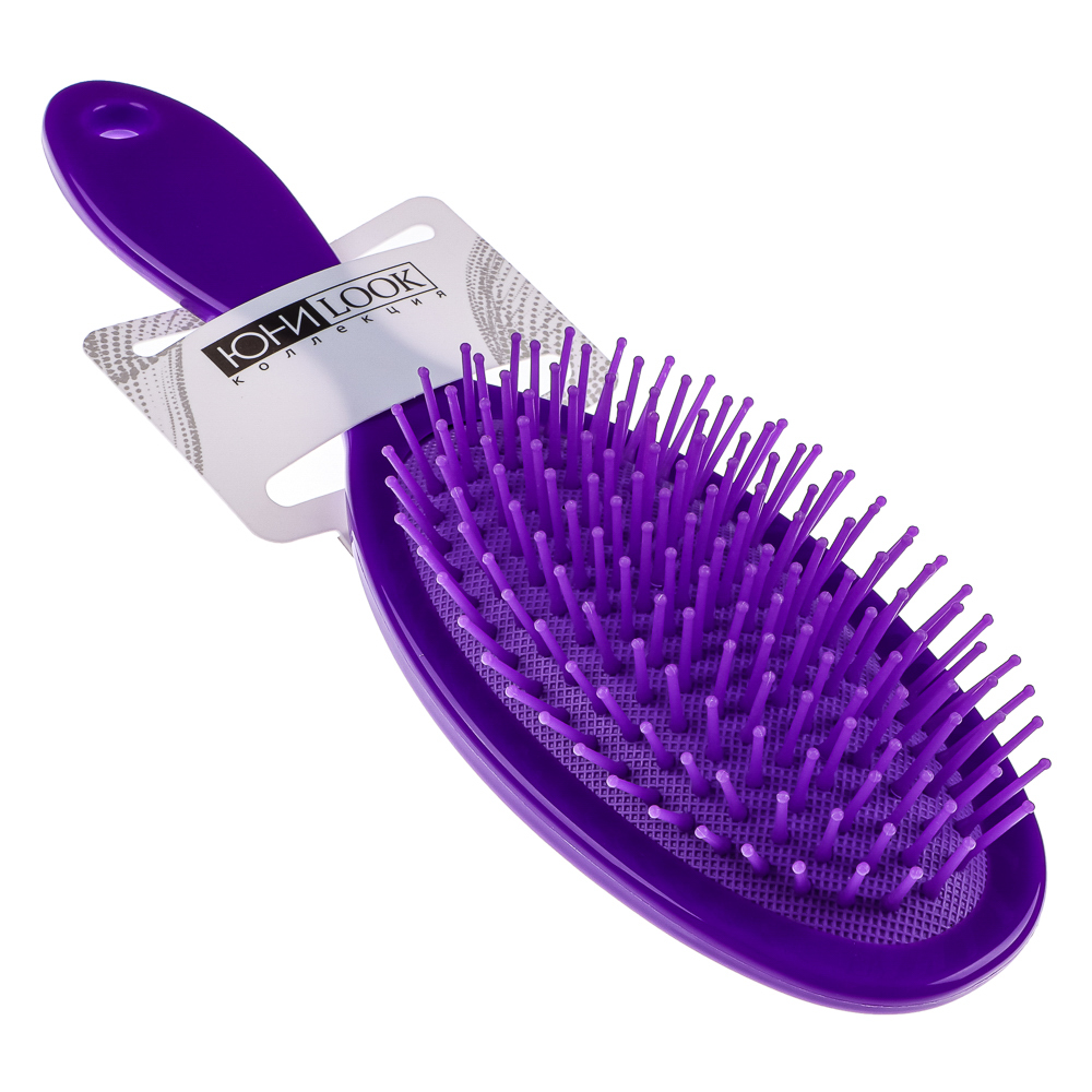 Расческа массажная тм ЮНИLOOK, пластик, 22х7см, 6 цветов, арт.№ 356-593