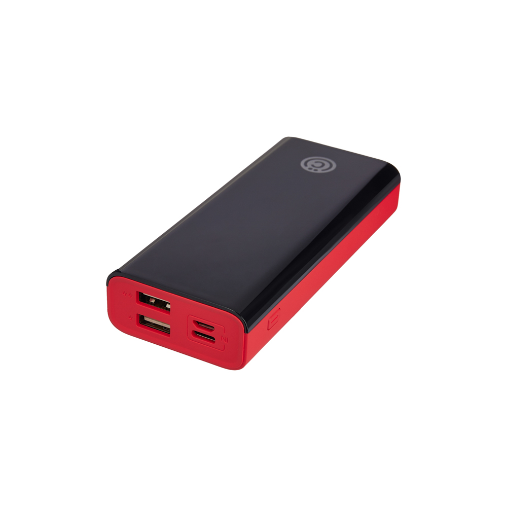 ВСЁГАЗИН Аккумулятор мобильный, 10000 мАч, 2xUSB, 2А, дисплей, прорезиненный, красный, арт.№ 031-052